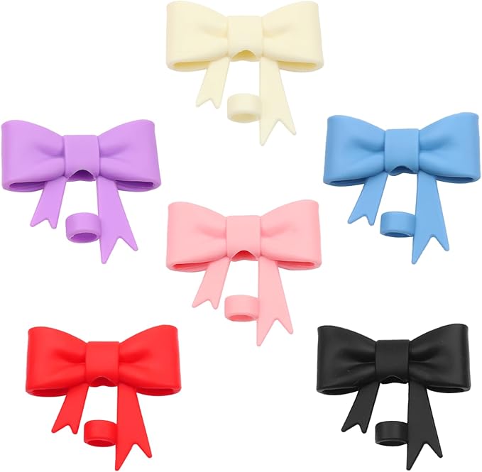 6Pcs Silicone Straw Toppers Covers for Stanley Cups 40/30oz 10mm(0.4in) Dust-Proof Bow Straw Covers Toppers Suitbale for Stanley Cup Accessories Reusable Straws Caps (Colorful C)