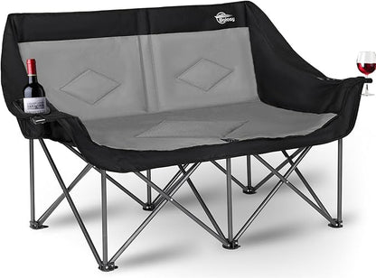 2 Person Camping Chair Camping Loveseat Oversized Double Folding Camping Chair Heavy Duty Two Person Camp Chair Love Seat Dou Chairs Sport Lawn Chair for Adults