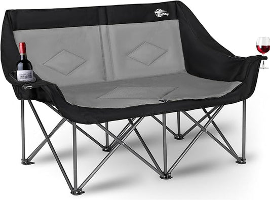 2 Person Camping Chair Camping Loveseat Oversized Double Folding Camping Chair Heavy Duty Two Person Camp Chair Love Seat Dou Chairs Sport Lawn Chair for Adults