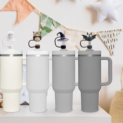 5 Pcs 0.4in Straw Cover for Stanley Cup, Silicone Straw Topper Set for 30&40oz Stanley Tumble, Fit for 10mm/0.4in Straws (Halloween)