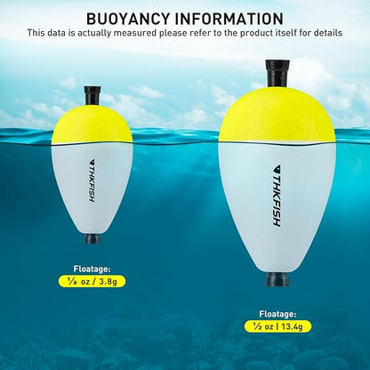 THKFISH Peg Floats Slotted 12PCS Catfish Fishing Floats Foam Slip Bobbers for Fishing Santee Rig Crappie Panfish Bass Trout, 1.2in 2in