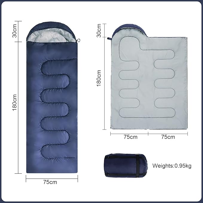 Camping Sleeping Bag 3 Seasons Warm & Cool Weather, Lightweight, Waterproof, Portable Backpacking for Adults & Kids - Camping Essentials Gear Accessories Hiking Travel