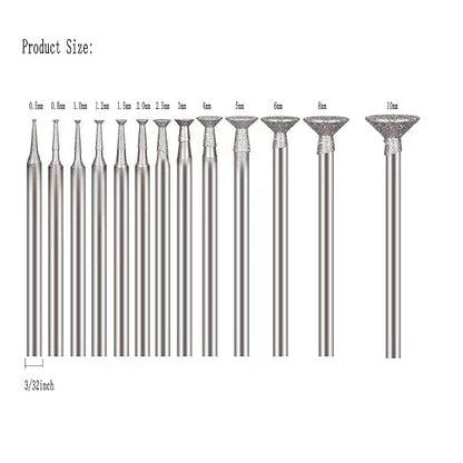 𝐋𝐮𝐨 𝐤𝐞 13 Pcs Triangle Shape Diamond Burr - 3/32'' Shank Diamond Mounted Grinding Burs Stone Carving Bits for Rotary Tools