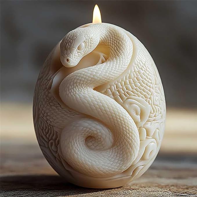 Snake Egg Candle Molds for Candle Making, MUAECH 3D DIY Snake in Egg Silicone Mold for Soap Making, Clay Jewelry Moulds, Gypsum Clay Resin Casting Mould for Halloween Home Decor