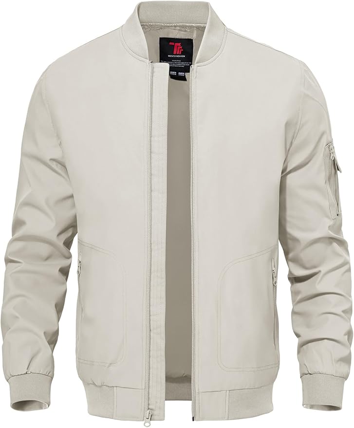 TBMPOY Men's Lightweight Bomber Jackets Light Windbreaker Casual Stylish Fall Golf Zip Up Dress Business Varsity