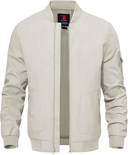 TBMPOY Men's Lightweight Bomber Jackets Light Windbreaker Casual Stylish Fall Golf Zip Up Dress Business Varsity