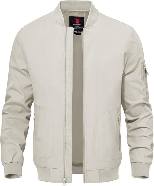 TBMPOY Men's Lightweight Bomber Jackets Light Windbreaker Casual Stylish Fall Golf Zip Up Dress Business Varsity