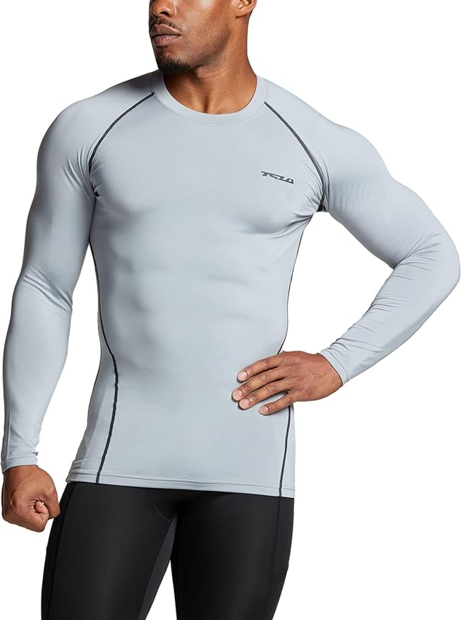 TSLA Men's Thermal Long Sleeve Compression Shirts, Athletic Base Layer Top, Winter Gear Running T-Shirt