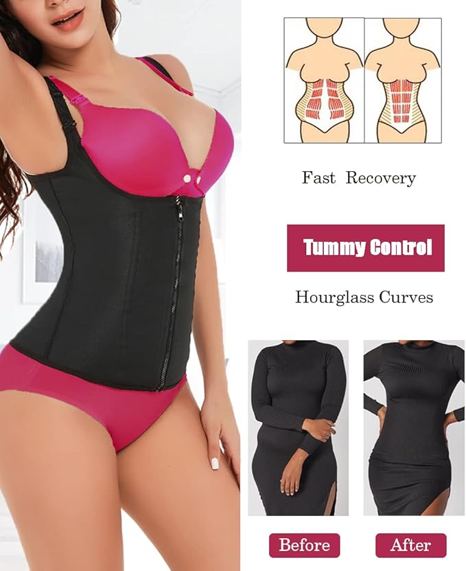 GainKee Clip and Zip Waist Trainer Corset Women Neoprene Worked Out Sweat Vest Body Shaper