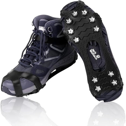 Lechin Crampons - Ice Cleats - Anti Slip Winter Ice Grippers Traction Cleats - 11 Stainless Steel Spikes