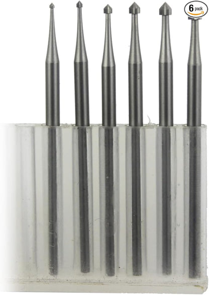 𝐋𝐮𝐨 𝐤𝐞 6 Pcs Cylinder - Cone Shape Jewelry Making Burr - 3/32'' Shank Stone Setting Burs Jewelry Engraving Bits for Lapidary 008-023