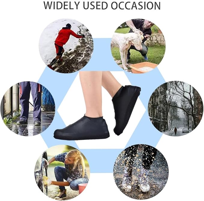 Waterproof Shoe Covers, Non-Slip Water Resistant Overshoes Silicone Rubber Rain Shoe Cover Outdoor cycling Protectors apply to Men, Women, Kids (Small, Black)