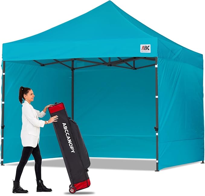 ABCCANOPY Heavy Duty Easy Pop up Canopy Tent with Sidewalls 10x10, Turquoise