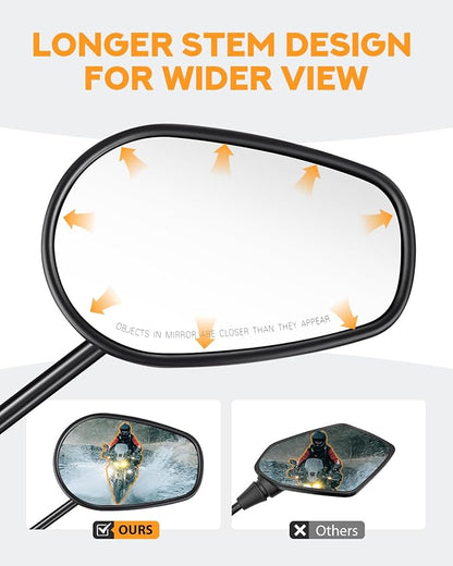 PBYMT M8 Rear View Side Mirrors Black motorcycle mirrors 360 Degree Adjustment rearview mirror Compatible with Harley Sportster Touring Dyna Softail Road King Street Glide 1982-2023