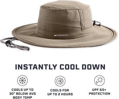 MISSION Cooling UPF Boonie Hat - Unisex Sun Hat for Hiking, Beach & Fishing - Sweat & Water Activated Technology