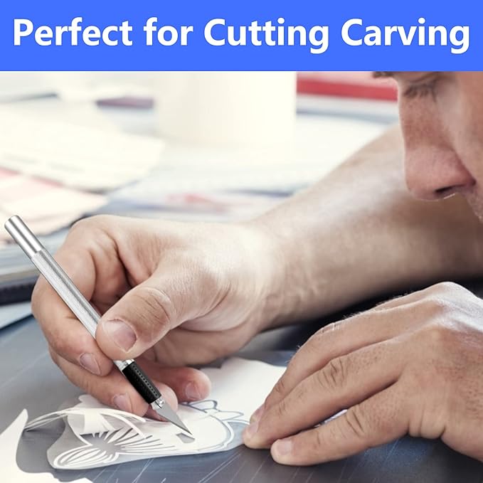 100 Pack Craft Hobby Blades #2 Craft Knife Blades Refill Hobby Knife Replacement Blade with Storage Box for Art and Crafting Scrapbooking Supplies Cutting Caving Stencil