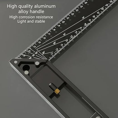 2025 New Multi-Angle Measuring Ruler, Woodworking Square Ruler, Universal Combination Angle, Multifunctional Right Angle, L Square for Precise Measuring, Drawing (Black)