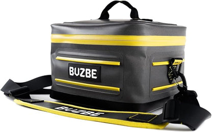 BUZBE Empty Swarm 15 Modular Tackle Bag, Premium Waterproof Tackle Bag, Customizable Fishing Tackle Bag, Compact Dry Bag, Saltwater Fishing Tackle Bag, Grey and Yellow