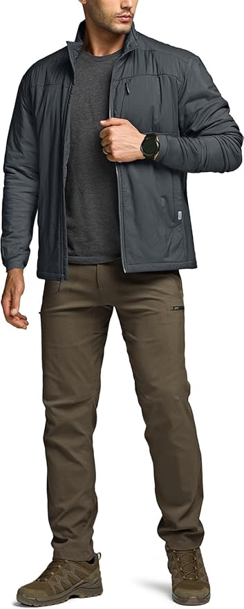 CQR Men's Lightweight Insulated Jacket, Windproof Packable Water Resistant Warm Active Coat for Hiking Work Outdoor Tactical