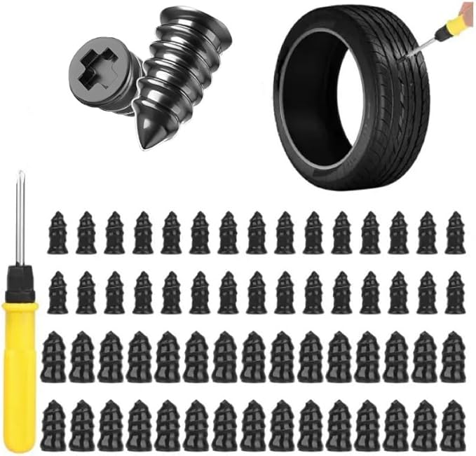 Tire Repair Nails Kit,Available in Two Sizes, 2025 New Vacuum Tire Repair Rubber Nail, Screw in Tire Repair Plugs, Fast Self-Service Tire Repair Tools for Car, Motorcycle, Truck (60pcs)