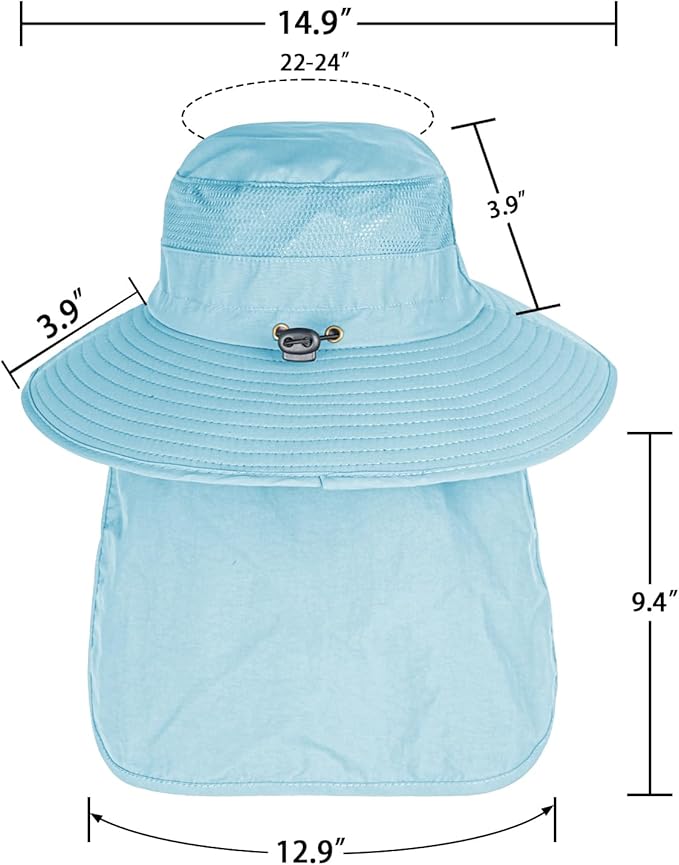 Sun Hats for Men Women Fishing Hat UPF 50+ Breathable Wide Brim Bucket Hats Summer UV Protection Safari Hat with Neck Flap