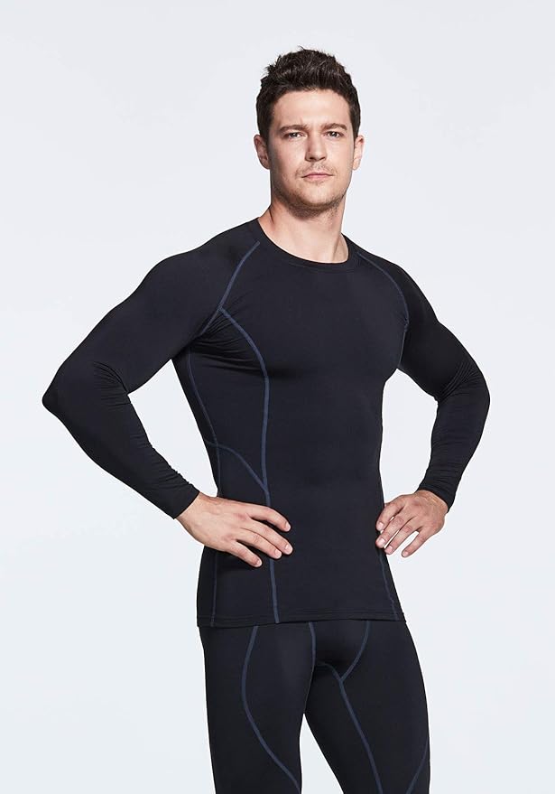 TSLA Men's Thermal Long Sleeve Compression Shirts, Athletic Base Layer Top, Winter Gear Running T-Shirt