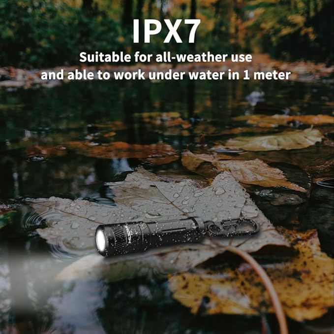 EDC Keychain Flashlight,100 High Lumen K2 Mini LED Light with AAA Battery, IPX7 Waterpoof Portable Small Light for Night Emergency etc.(Black)