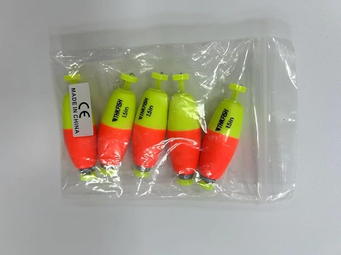 THKFISH Fishing Bobbers 5PCS EVA Foam Round Floats Red/Green Snap-On Spring Fishing Buoy Accessories for Freshwater Saltwater