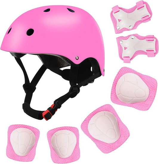 Color Gradient Adjustable Kids Bike Helmet with Knee & Elbow Pads Set | Multi-Sport Safety Gear for Boys & Girls Ages 5-14 | Skateboarding, Scooters, Roller & Inline Skating, Longboarding