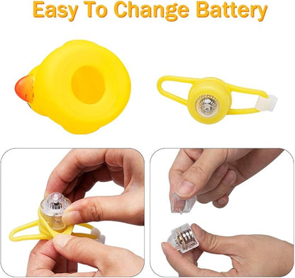 wonuu Rubber Duck Bike Bell, Squeeze Ducks with Helmet for Cycling Car Dashboard Decorations Motorcycle Bicycle Accessories