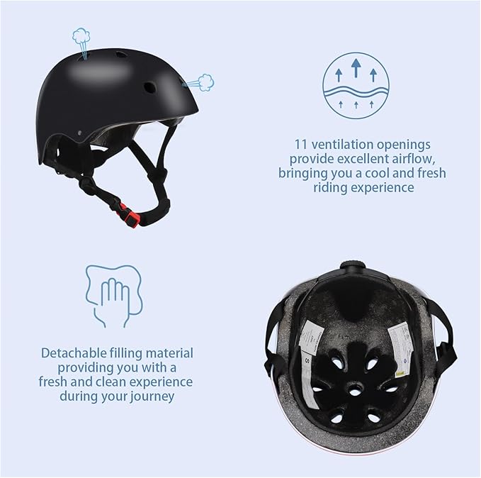 Color Gradient Adjustable Kids Bike Helmet with Knee & Elbow Pads Set | Multi-Sport Safety Gear for Boys & Girls Ages 5-14 | Skateboarding, Scooters, Roller & Inline Skating, Longboarding