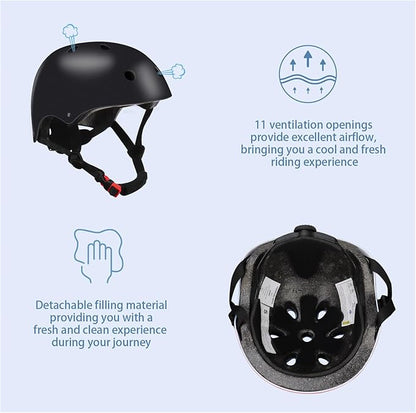 Color Gradient Adjustable Kids Bike Helmet with Knee & Elbow Pads Set | Multi-Sport Safety Gear for Boys & Girls Ages 5-14 | Skateboarding, Scooters, Roller & Inline Skating, Longboarding