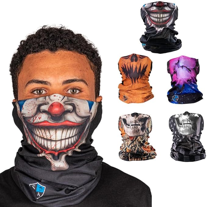 S A Company 5-Pack UV Face Shield | UV 30+ Multipurpose Neck Gaiter Balaclava for Adults