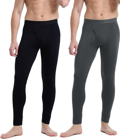 Men's Heavyweight Thermal Underwear Long Johns Bottom with Soft Wool Lining, Stretch Comfortable Base Layer for Cold Weather