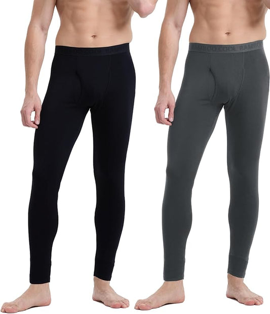 Men's Heavyweight Thermal Underwear Long Johns Bottom with Soft Wool Lining, Stretch Comfortable Base Layer for Cold Weather