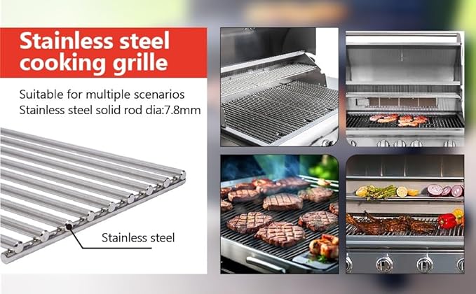 J&HYBBQ Stainless Steel Grill Grate 19 1/4 x 7.5 Inch, 7.8 mm Rod BBQ Grill Grate Compatible with Bull Angus, Brahma, Outlaw, Steer Premium, Lonestar Select, 7 Burner Premium, Lion Premium