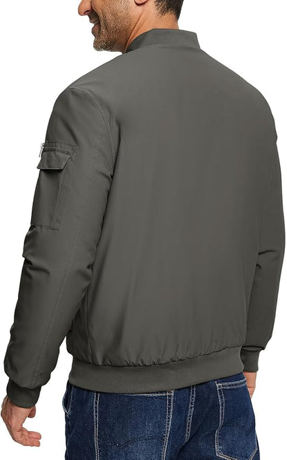 TBMPOY Men's Fall Jacket Winter Windbreaker Bomber Zip Up Padded Softshell Warm Windproof Casual Coat