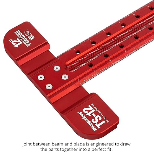 Woodpeckers T Square, 600 MM, Precision Woodworking T-Square Ruler, Built-in Edge Support, Scribing & Shelf Pin Guides, Rack-It Mount, Made in USA