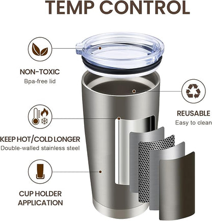 MEWAY 20oz Tumbler 4 Pack Double Wall Vacuum Insulated Travel Mug Bulk, Mix Color Stainless Steel Tumblers with Lid and Straw, Durable Powder Coated Coffee Cups for Cold & Hot Drinks（Mix Color, 4