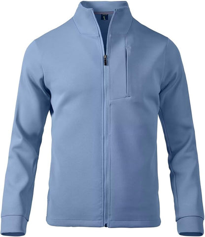 Zengjo Men's Track Jackets Full-Zip Athletic Jacket Sweatshirt Mock Neck with Zipper Pockets