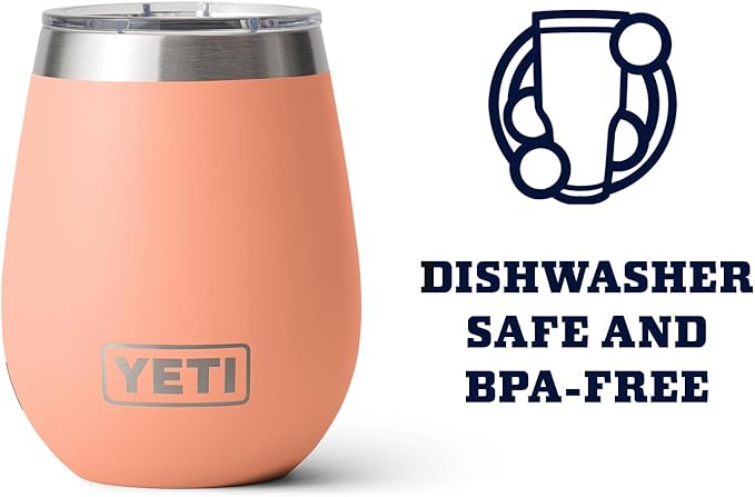 YETI Rambler 10 oz Wine Tumbler, Vacuum Insulated, Stainless Steel with MagSlider Lid, Lowcountry Peach