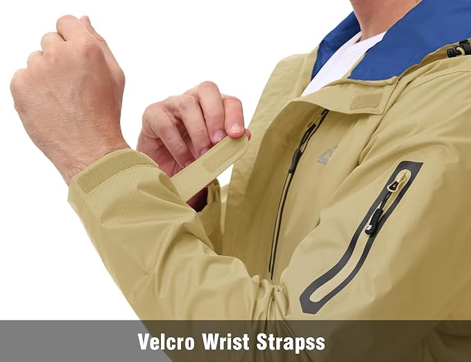 TBMPOY Men's Lightweight Rain Jackets Waterproof Raincoat with Hood Running Cycling Hiking Outdoor Windbreaker