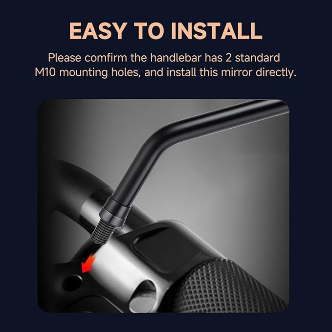 Universal Motorcycle Mirrors - M10 Black Rectangle Handlebar Rearview Mirrors Compatible with Honda Shadow MSX125 Kawasaki Vulcan Z900 Suzuki SV650 Volusia