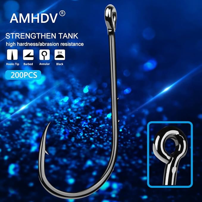 AMHDV 200pcs/pack Baitholder Fishing Hooks Forged Long Shanked Fishing Hook Barbed Shank Beak Bait Holder Hooks