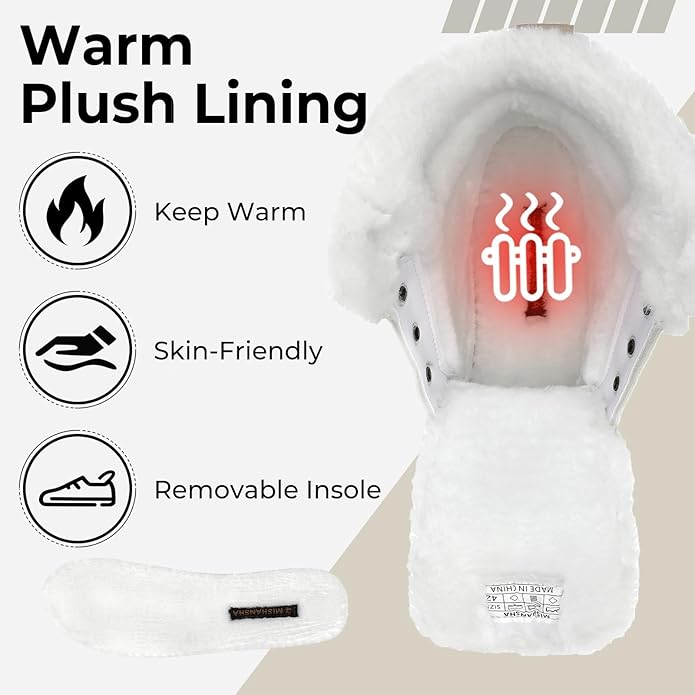 Mishansha Men's Waterproof Snow Boots, Insulated Warm Lined Winter Boot for Cold Weather, Non-Slip Outdoor Trekking Hiking Shoes Size 4-13.5