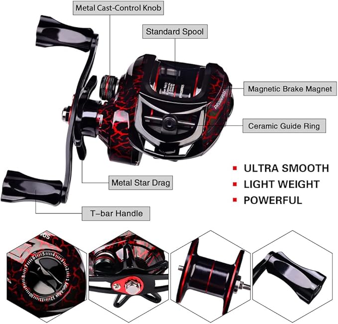 Fishing Rod and Reel Combo, 6.9ft Carbon Fiber Telescopic Fishing Pole with Spinning/Baitcasting Reel Combos, Sea Saltwater Freshwater Ice Bass Fishing Tackle Set Fishing Rods Kit