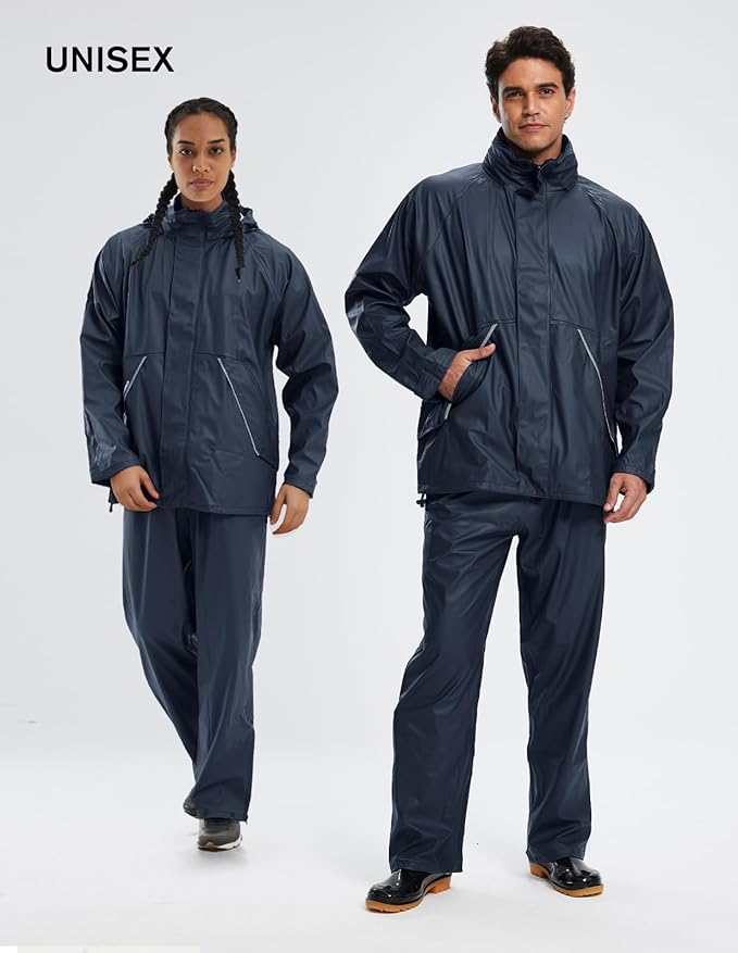 TOWN&FIELD Rain Suits for Fishing Waterproof Rain Gear for Men Women Heavy Duty Rain Coat Jacket with Pants/Overalls
