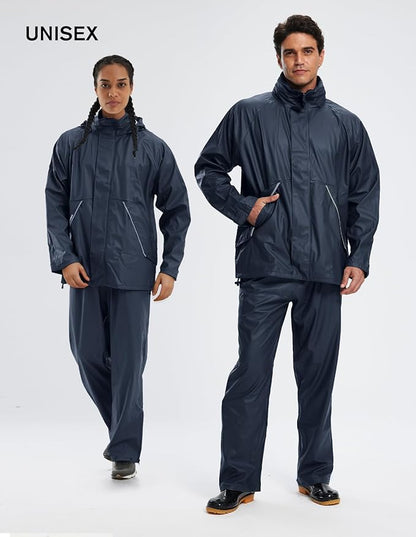 TOWN&FIELD Rain Suits for Fishing Waterproof Rain Gear for Men Women Heavy Duty Rain Coat Jacket with Pants/Overalls