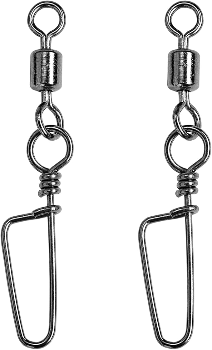 QISHUO Barrel Stainless Snap Swivels Strength Saltwater Lure Connector Fishing Steel Clips Fishing Swivel Rolling Black Nickel