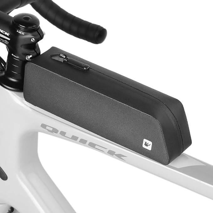 Rhinowalk Bike Frame Bag TPU Waterproof Aero Saddle Bag with Straps and Screws, Hard Shell Bicycle Storage Pack for Road and Racing Bikes-Black